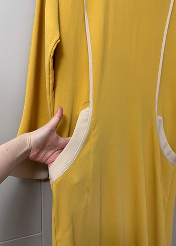Sarı Kadın Uzun Kollu Uzun Elbise - Görsel 2