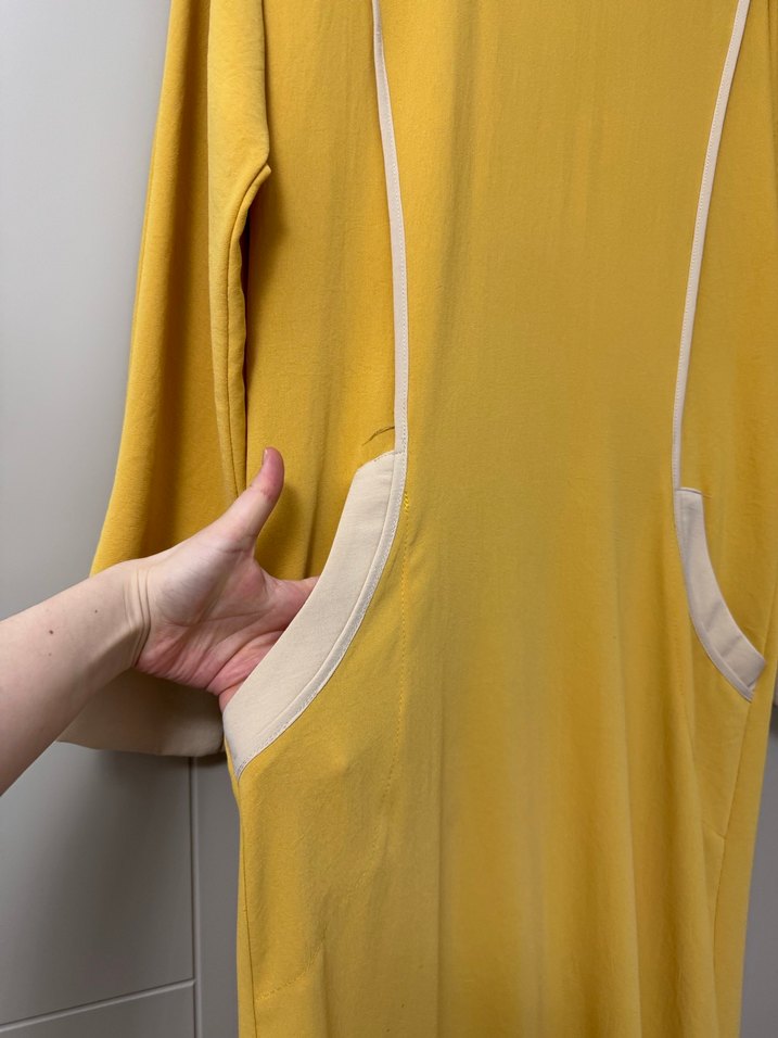 Sarı Kadın Uzun Kollu Uzun Elbise - Görsel 2