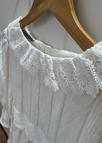 Beyaz Keten Bluz - Görsel 3