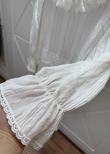 Beyaz Keten Bluz - Görsel 4