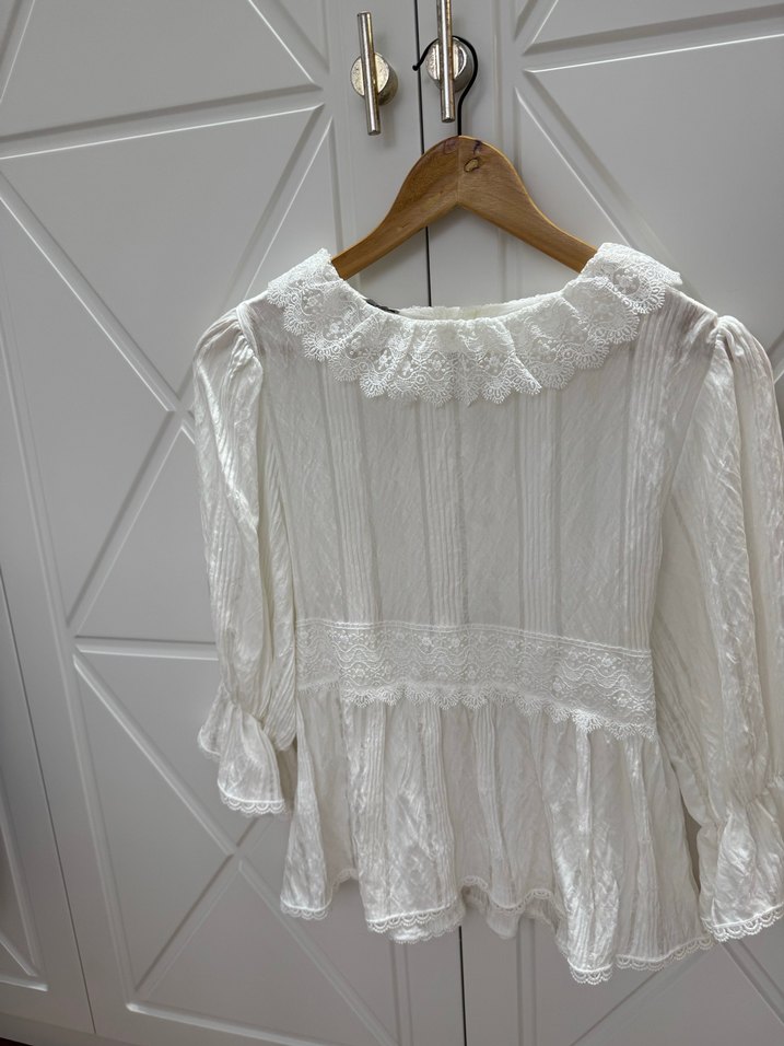 Beyaz Keten Bluz - Görsel 2