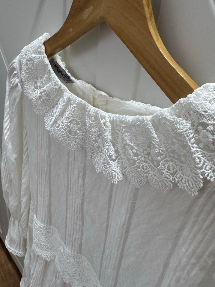 Beyaz Keten Bluz - Görsel 3