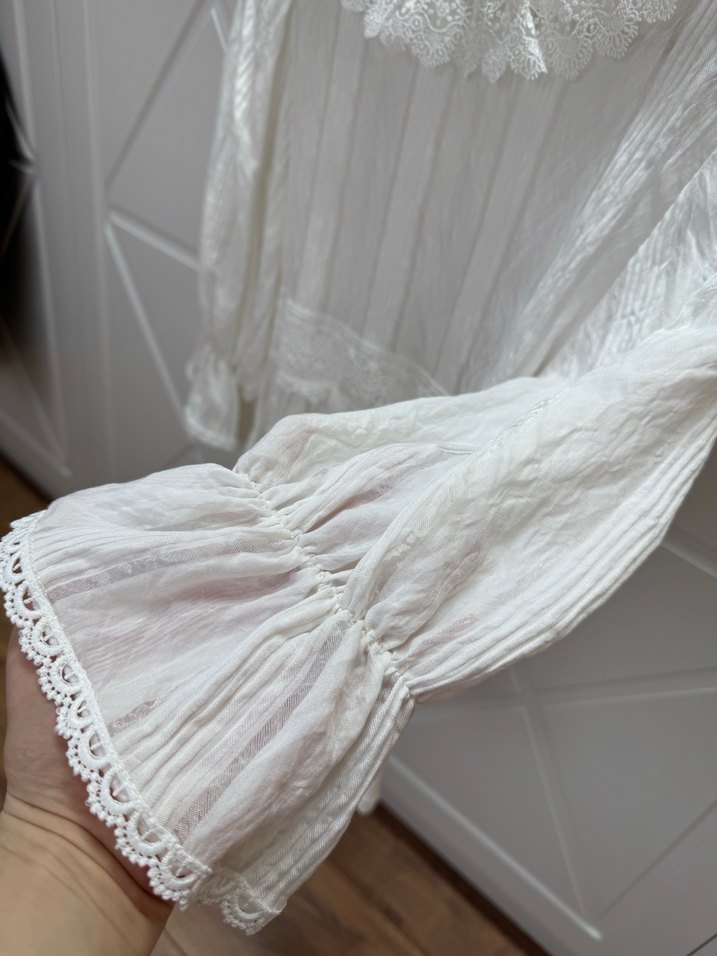 Beyaz Keten Bluz - Görsel 4