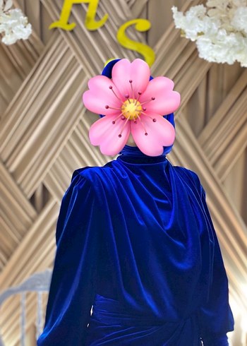 Kadın Lacivert Tesettür Uzun Abiye Elbise - Görsel 4