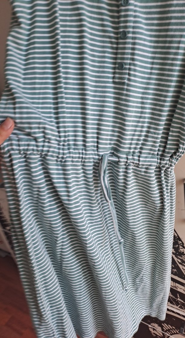 Düğmeli Turkuaz Hamile Tulum - Görsel 2