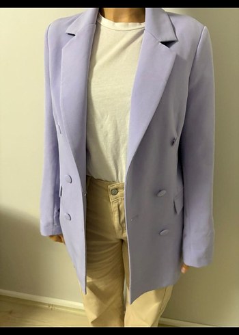 Pastel Mor Düğmeli Kadın Blazer Ceket