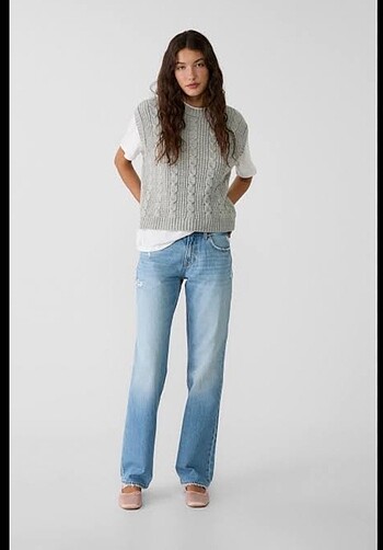 stradivarius düşük bel straight fit jean