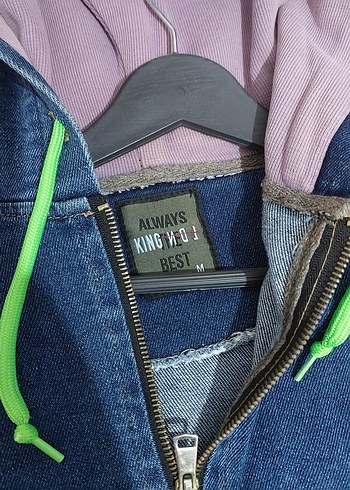 erkek Mavi Fermuarlı Denim Ceket Kapüşonlu - Görsel 2