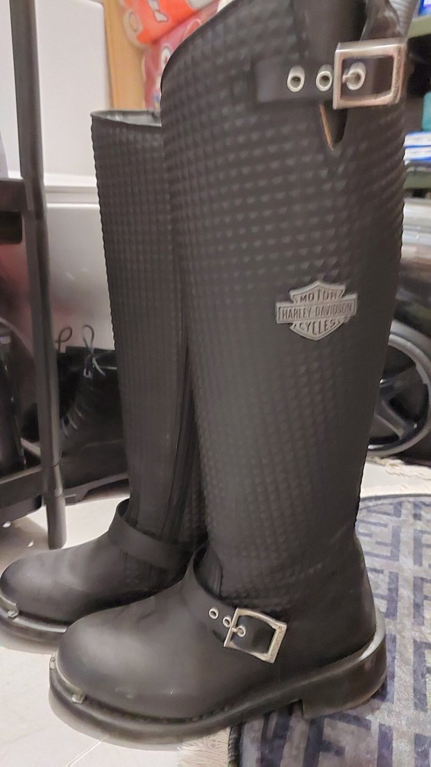 Siyah Tokalı Biker Dizüstü Kadın Çizme Harley Davidson - Görsel 3