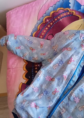 7 Yaş Beden mavi Renk Kız Çocuk Mavi Kapüşonlu Fermuarlı Yağmurluk