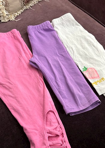 Kız Çocuk Basic Renkli kısa Tayt  3 lü Set 5-6-7 yaş - Görsel 2