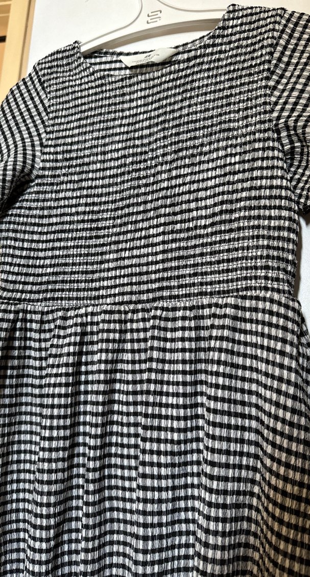 Gri Kareli  kız cocuk elbise 10-12Yaş - Görsel 3