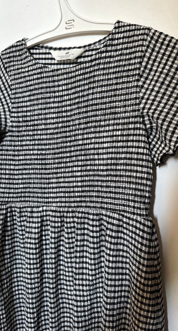 Gri Kareli  kız cocuk elbise 10-12Yaş - Görsel 2