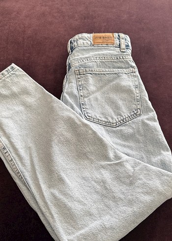 Açık mavi yüksek bel yırtık pantolon - Görsel 4