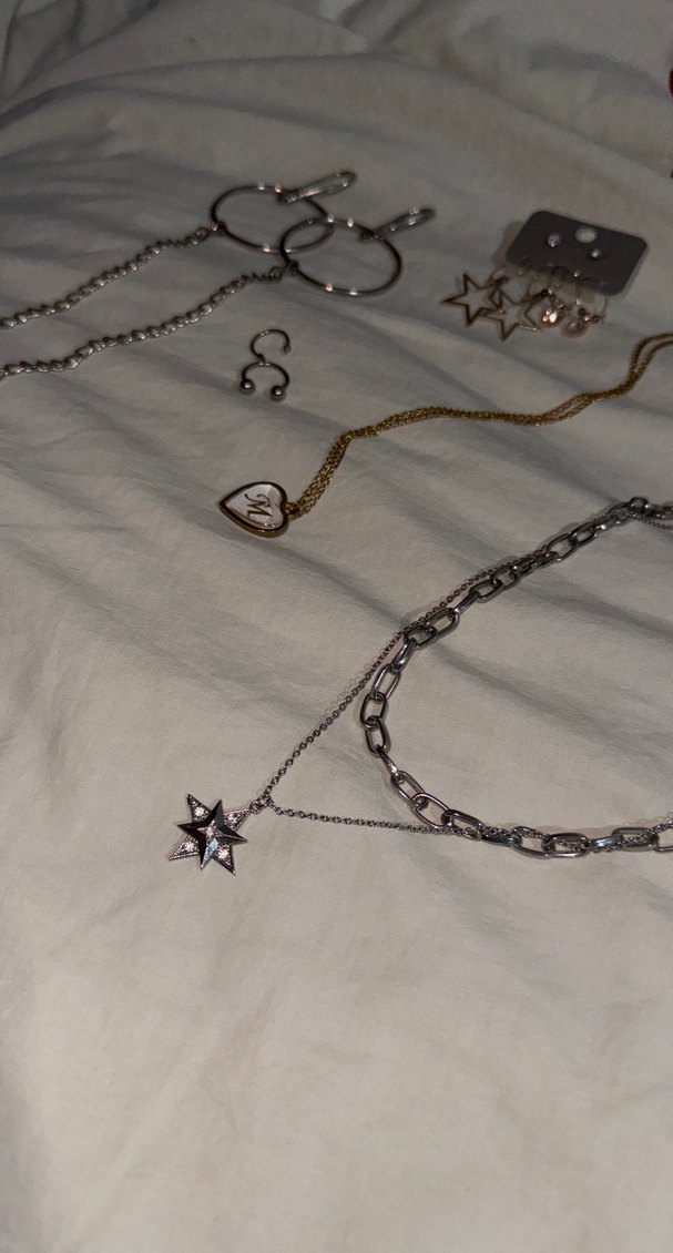 Gri,gold karışık takı ve pantolon zincir aksesuarı - Görsel 2
