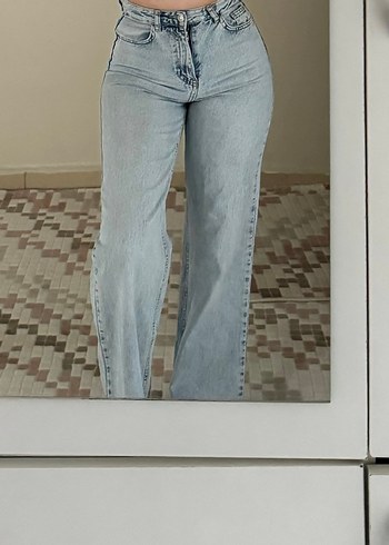 Defacto Yuksek Bel Acik Mavi Denim Jean