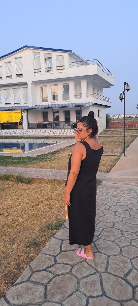 Siyah Midi Hamile Tulum Halter Yaka - Görsel 2