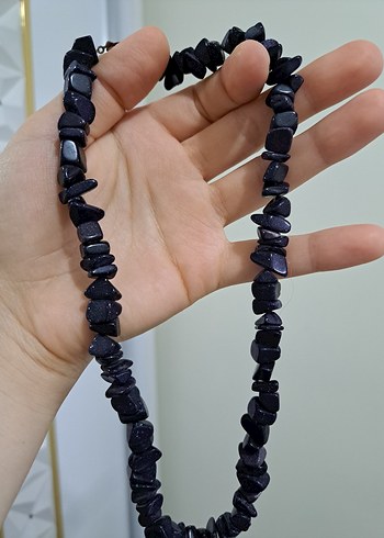 Koyu mor doğal taş kolye