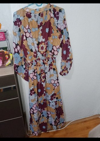 Diğer Çiçek Desenli Bohem Uzun Elbise