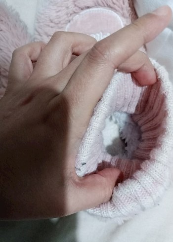 Kız Çocuk Pembe Örgü Sıcak Ev Terliği - Görsel 4