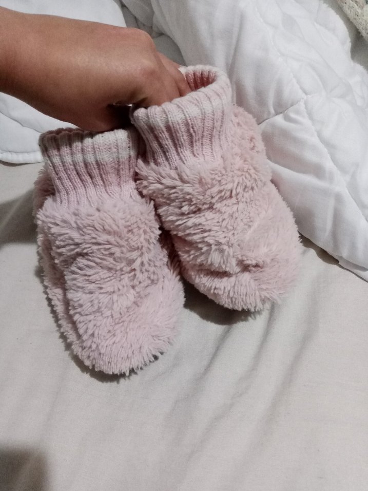 Kız Çocuk Pembe Örgü Sıcak Ev Terliği - Görsel 2