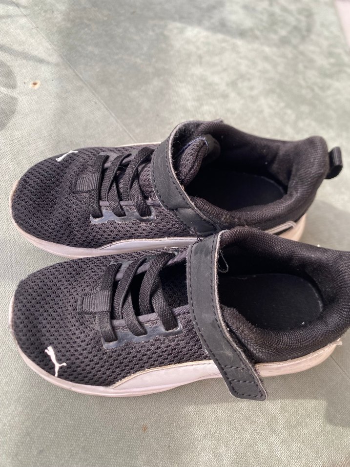 Erkek Çocuk Siyah Beyaz Puma Cırt Cırtlı Spor Ayakkabı - Görsel 2