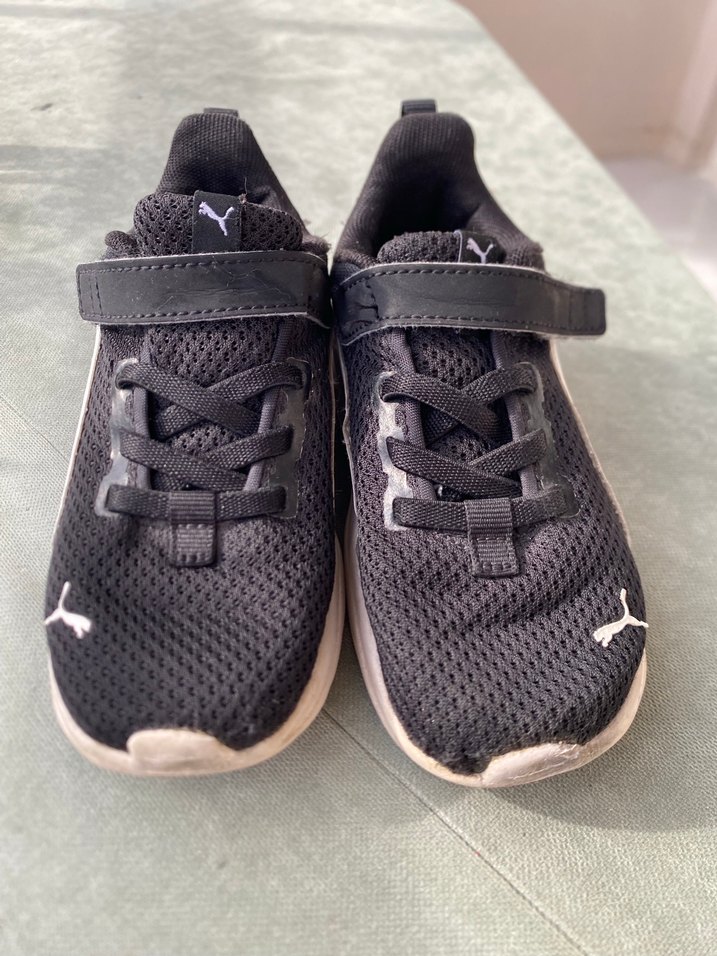 Erkek Çocuk Siyah Beyaz Puma Cırt Cırtlı Spor Ayakkabı - Görsel 3