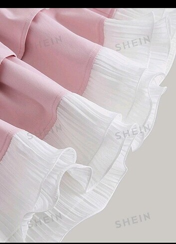 xs Beden pembe Renk SHEIN MOD Lace Up Front Two Layer Hem Skirt