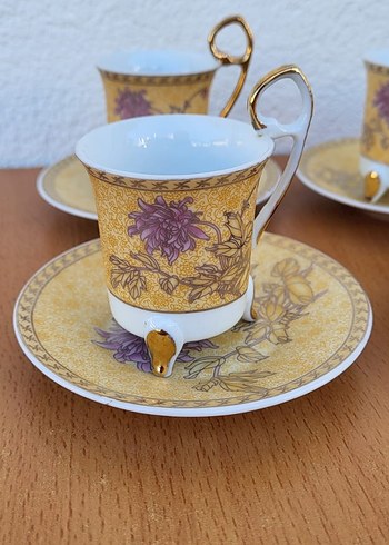 Antica Murrina Altın Renkli Desenli 6'lı Kahve Fincanı Seti