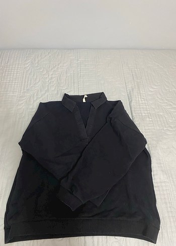 Yargıcı Siyah Gömlek Yaka Kadın Sweatshirt - Görsel 3