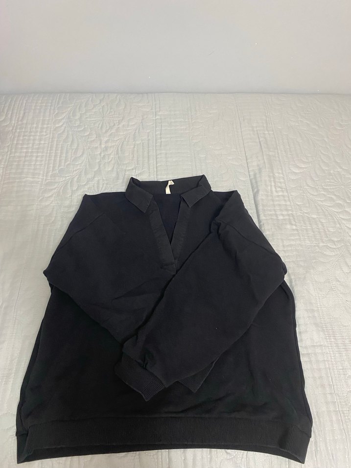 Yargıcı Siyah Gömlek Yaka Kadın Sweatshirt - Görsel 3