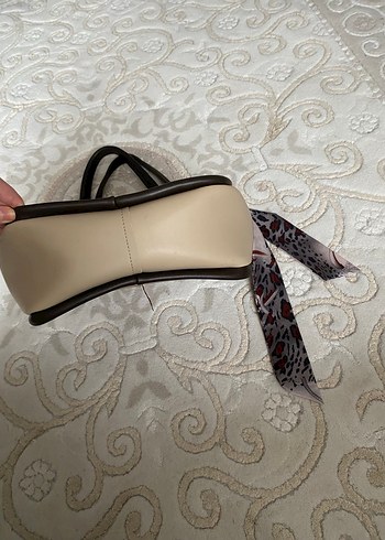 Kadın Fularlı bej rengi tote çanta - Görsel 4