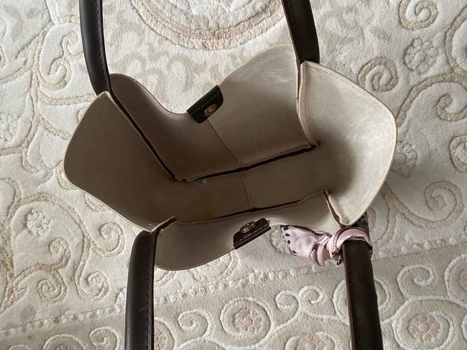 Kadın Fularlı bej rengi tote çanta - Görsel 2