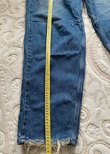 Kadın Mavi Kemerli Loose Fit Denim Pantolon - Görsel 6