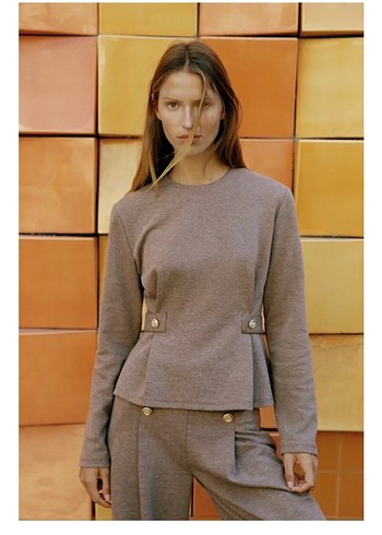 Zara kadın düğmeli fitilli top - Görsel 2