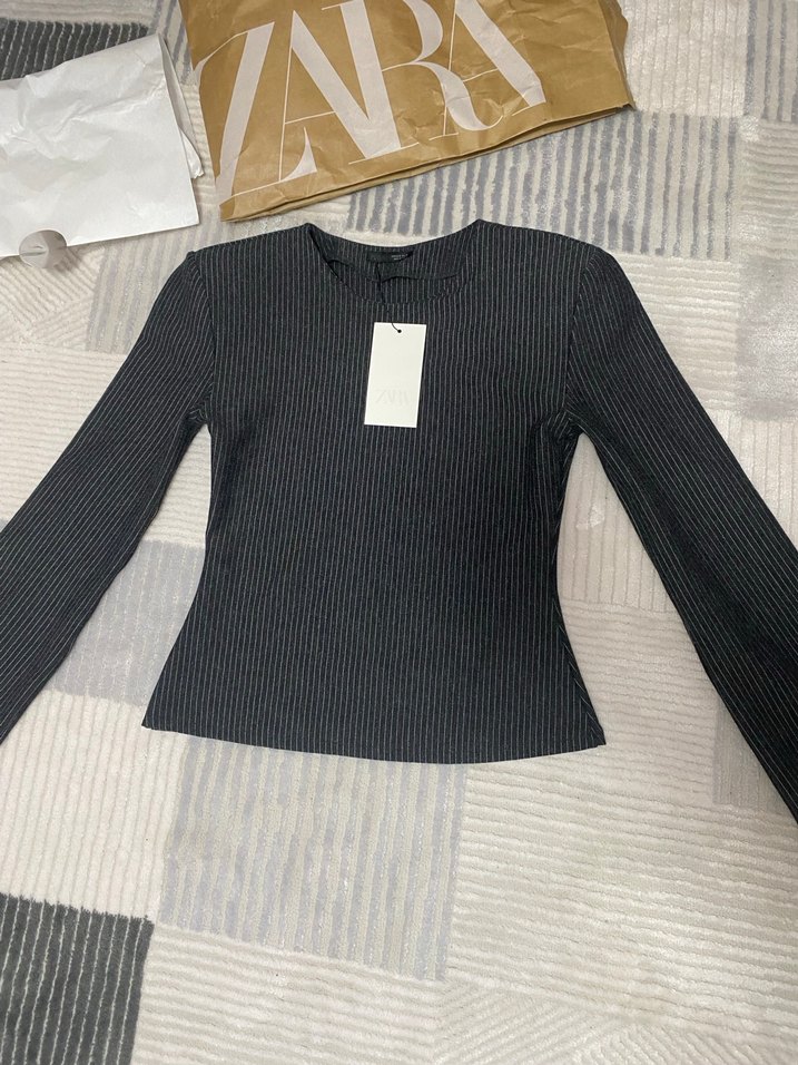 Zara kadın çizgili bluz - Görsel 4