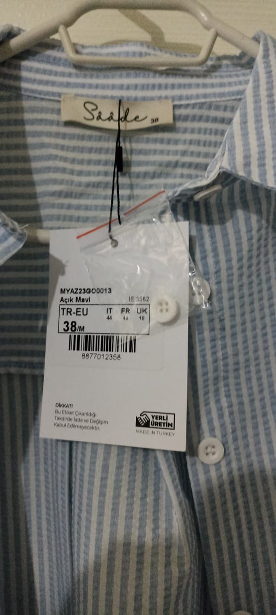 Mavi Çizgili Keten Kadın Gömlek - Görsel 3