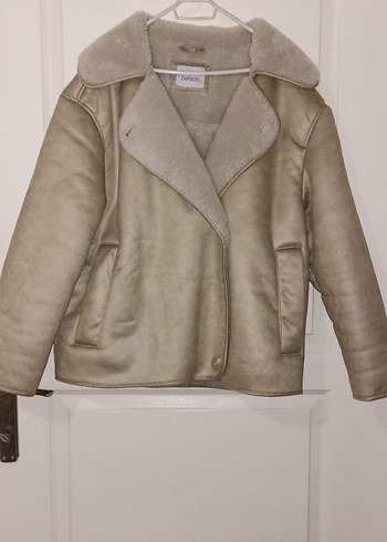 Kürk Detaylı Bej Süet Kadın Ceket - Görsel 2