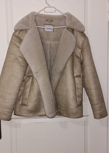 Kürk Detaylı Bej Süet Kadın Ceket - Görsel 3