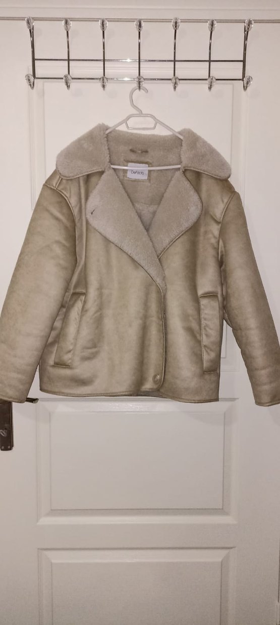 Kürk Detaylı Bej Süet Kadın Ceket - Görsel 2