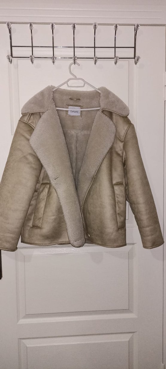 Kürk Detaylı Bej Süet Kadın Ceket - Görsel 3