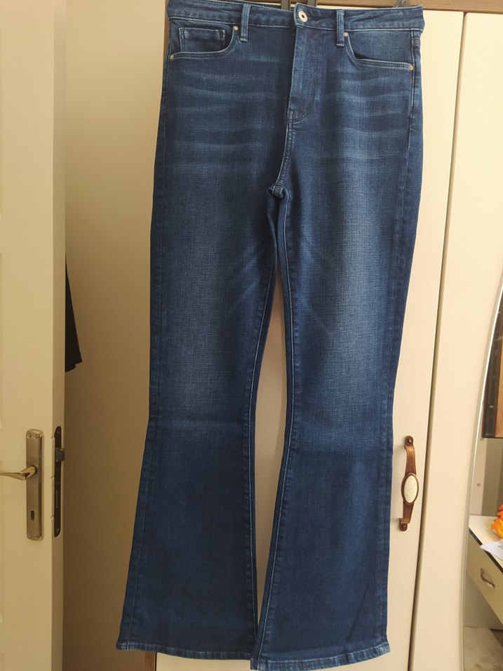 Mavi Parlak Kadın Denim Midi Pantolon - Görsel 2