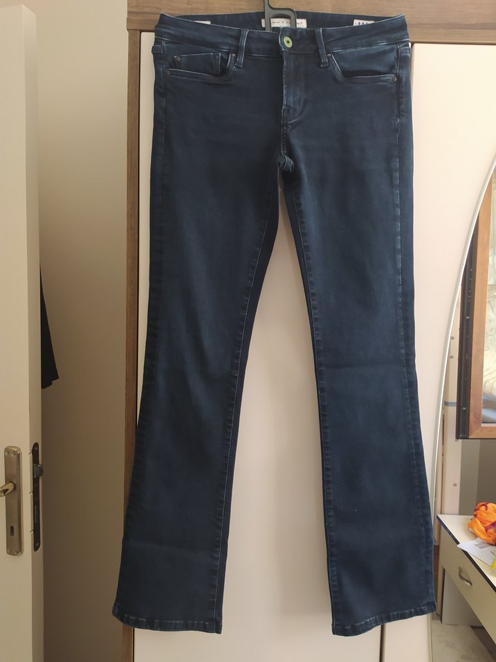 Mavi Parlak Kadın Denim Midi Pantolon - Görsel 3