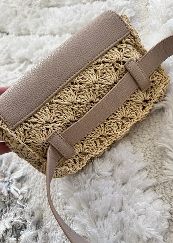 Nakışlı Örgü Bej Kadın Bel Çantası - Görsel 3
