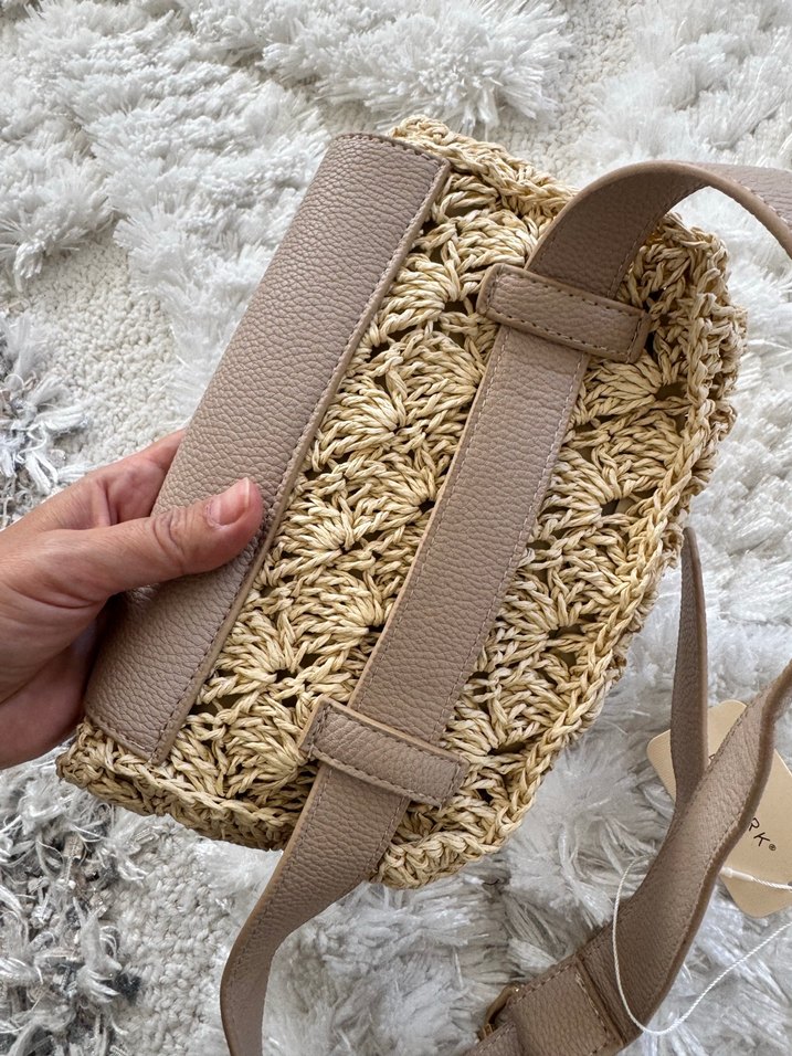 Nakışlı Örgü Bej Kadın Bel Çantası - Görsel 5