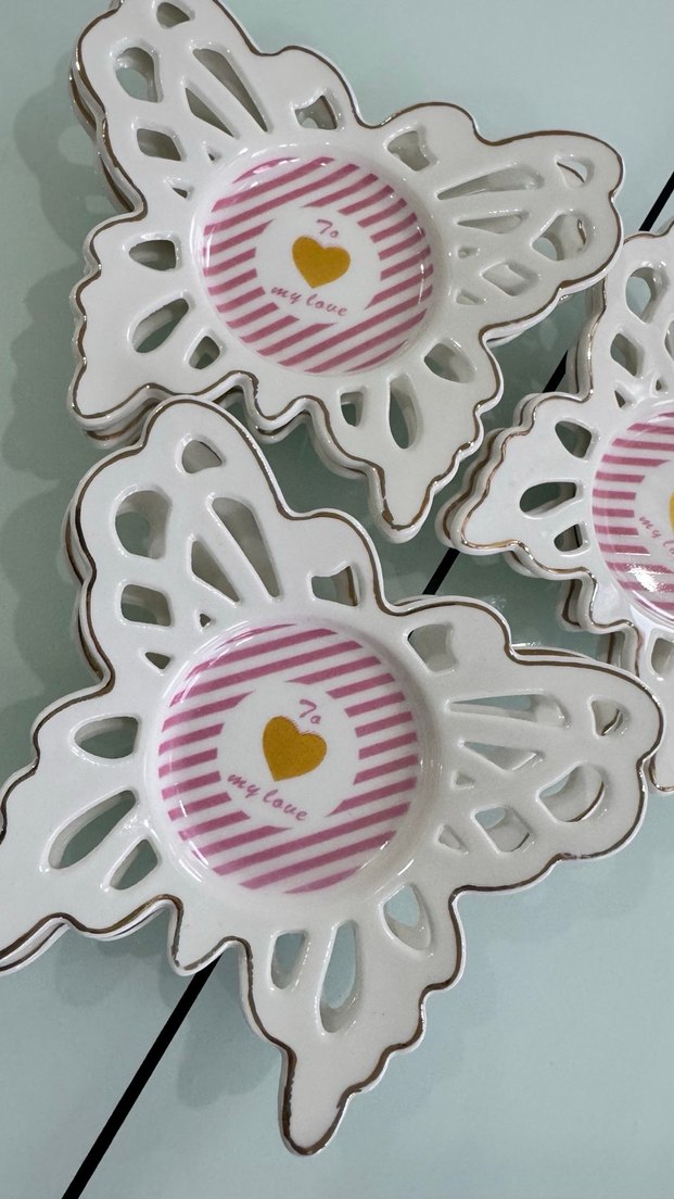 Renkli Desenli Beyaz Porselen Tabak - Görsel 4