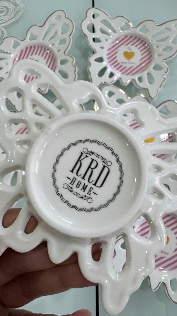 Renkli Desenli Beyaz Porselen Tabak - Görsel 5