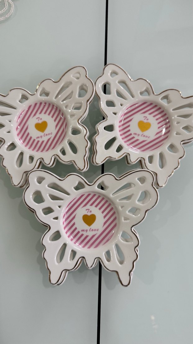 Renkli Desenli Beyaz Porselen Tabak - Görsel 2