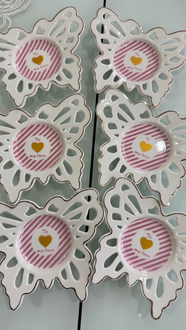 Renkli Desenli Beyaz Porselen Tabak - Görsel 3