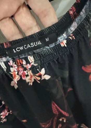 Siyah Çiçek Desenli Salaş Bohem Bluz - Görsel 3